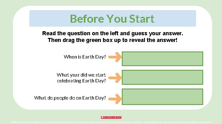 Before You Start Read the question on the left and guess your answer. Then