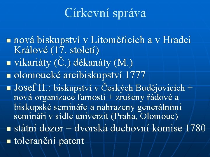 Církevní správa nová biskupství v Litoměřicích a v Hradci Králové (17. století) n vikariáty