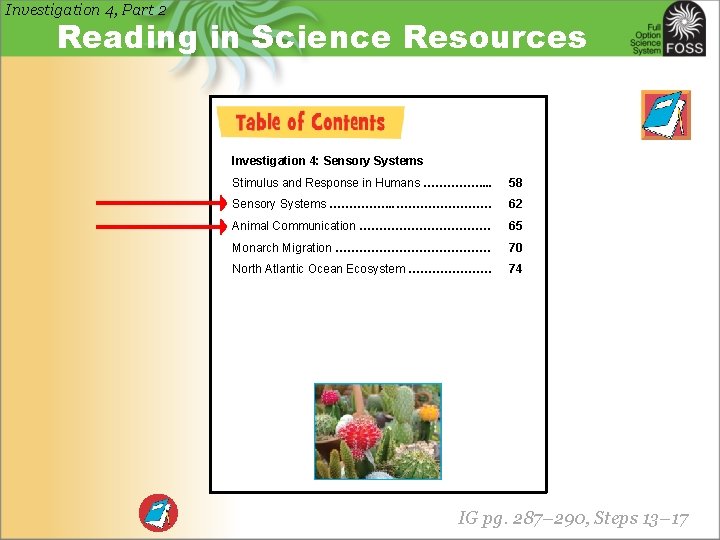 Investigation 4, Part 2 Reading in Science Resources Investigation 4: Sensory Systems Stimulus and