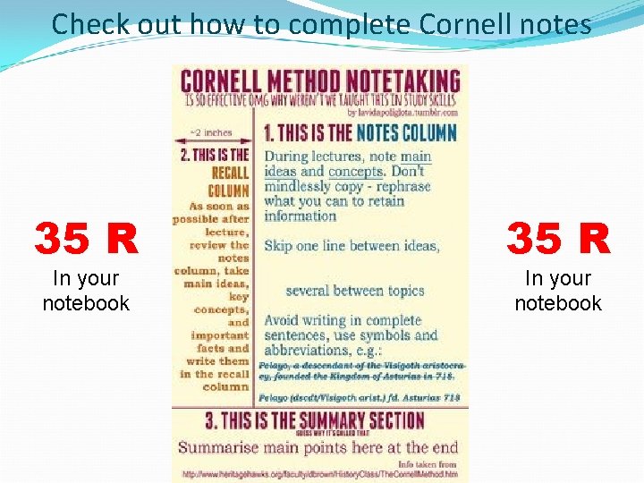 Check out how to complete Cornell notes 35 R In your notebook 