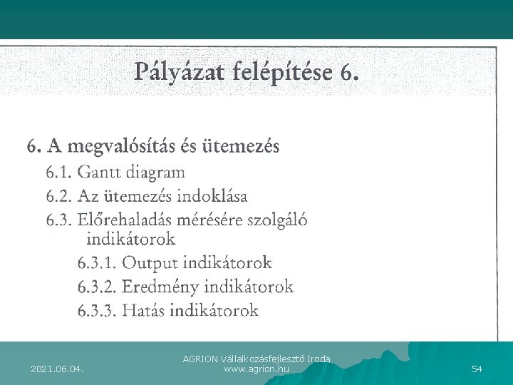 2021. 06. 04. AGRION Vállalkozásfejlesztő Iroda www. agrion. hu 54 