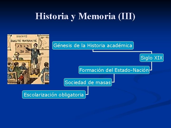 Historia y Memoria (III) Génesis de la Historia académica Siglo XIX Formación del Estado-Nación
