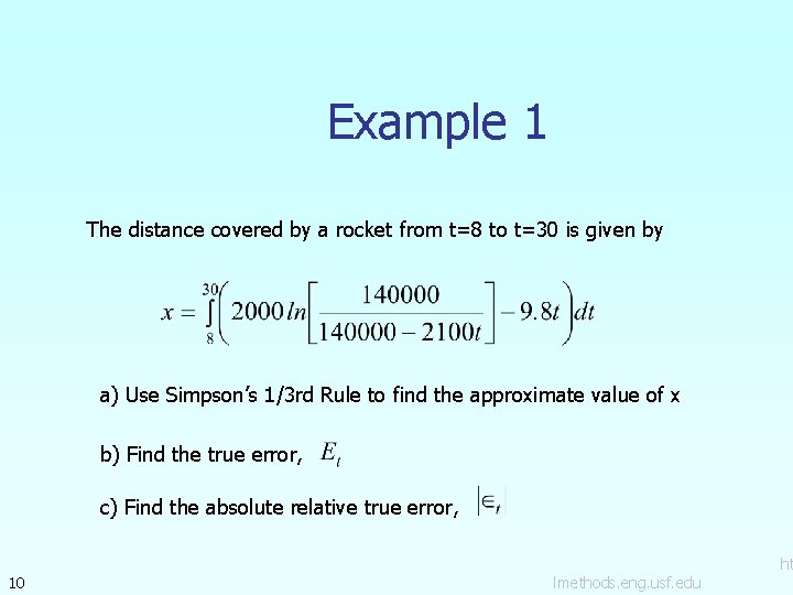 Example 1 The distance covered by a rocket from t=8 to t=30 is given