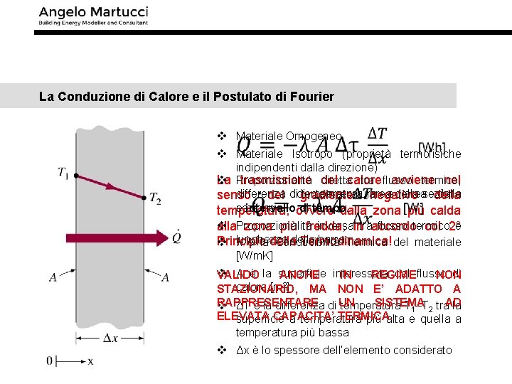 La Conduzione di Calore e il Postulato di Fourier v Materiale Omogeneo v Materiale