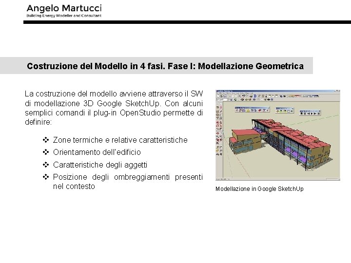 Costruzione del Modello in 4 fasi. Fase I: Modellazione Geometrica La costruzione del modello