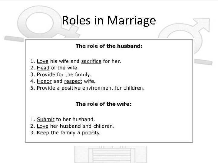 Roles in Marriage 