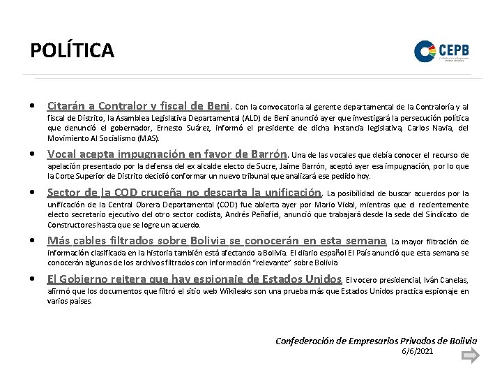 POLÍTICA • Citarán a Contralor y fiscal de Beni. Con la convocatoria al gerente