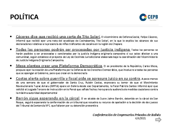 POLÍTICA • Cáceres dice que recibió una carta de Tito Solari. El viceministro de