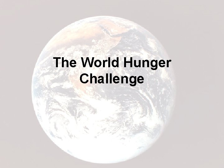 The World Hunger Challenge 