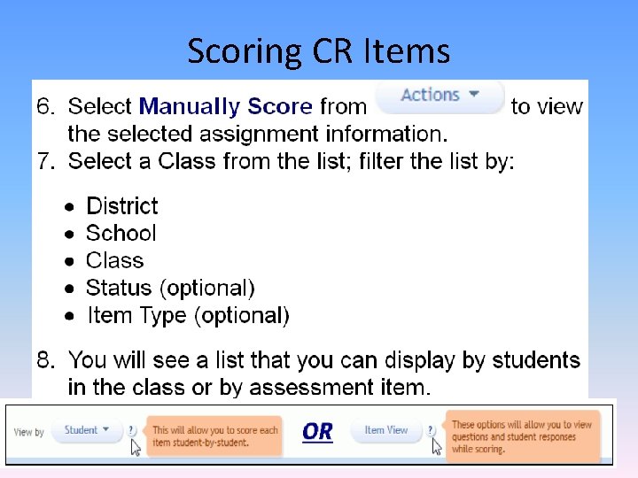 Scoring CR Items Scoring CR Items