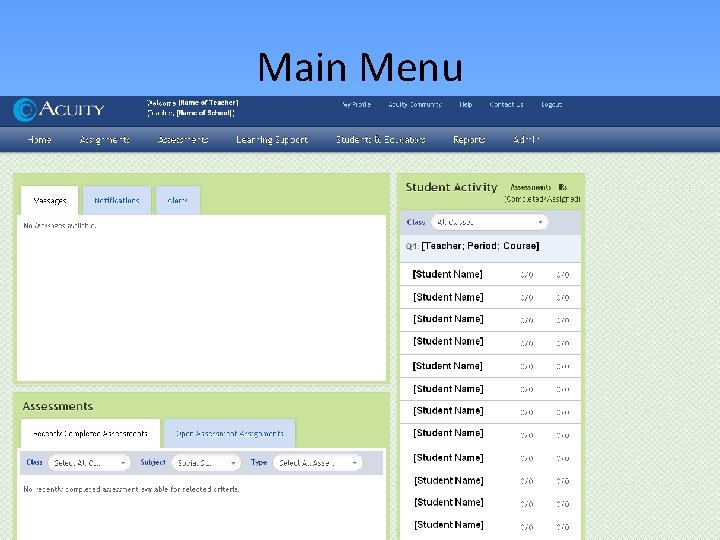 Main Menu Main Menu