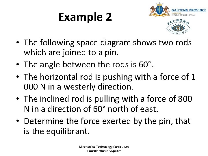 Example 2 • The following space diagram shows two rods which are joined to