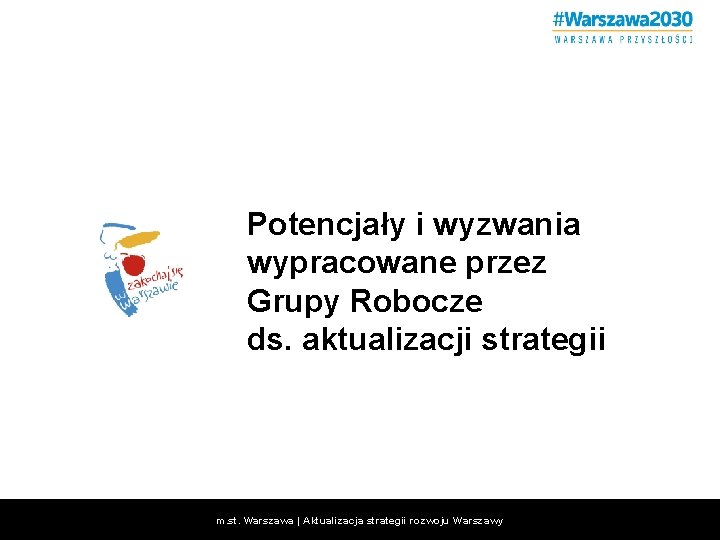 Potencjały i wyzwania wypracowane przez Grupy Robocze ds. aktualizacji strategii m. st. Warszawa |