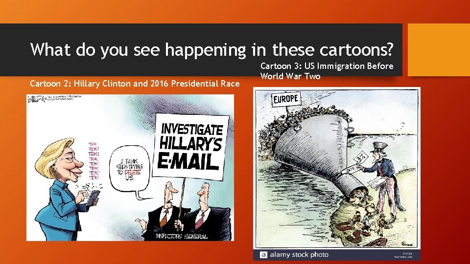 What do you see happening in these cartoons? Cartoon 2: Hillary Clinton and 2016