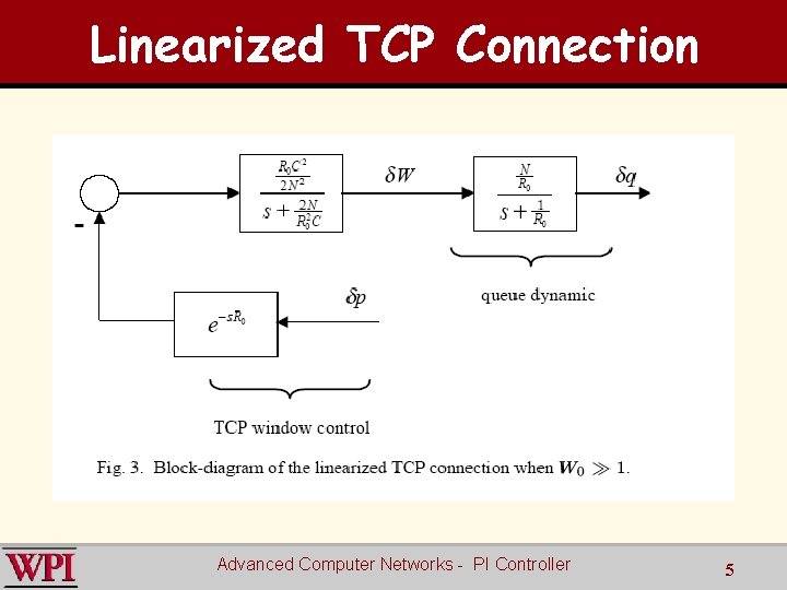 Linearized TCP Connection Advanced Computer Networks - PI Controller 5 