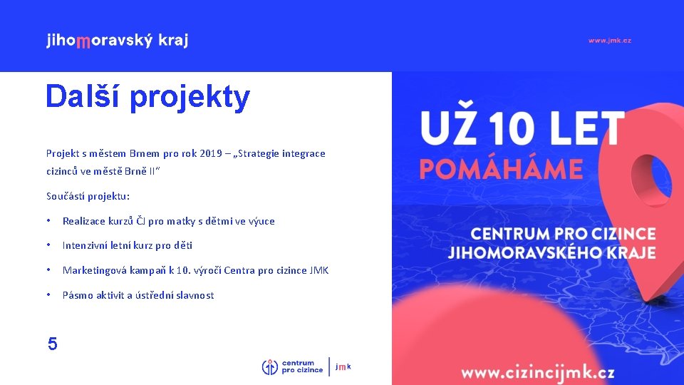 Další projekty Projekt s městem Brnem pro rok 2019 – „Strategie integrace cizinců ve