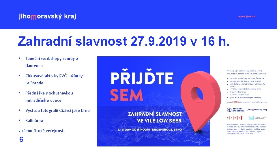 Zahradní slavnost 27. 9. 2019 v 16 h. • Taneční workshopy samby a flamenca