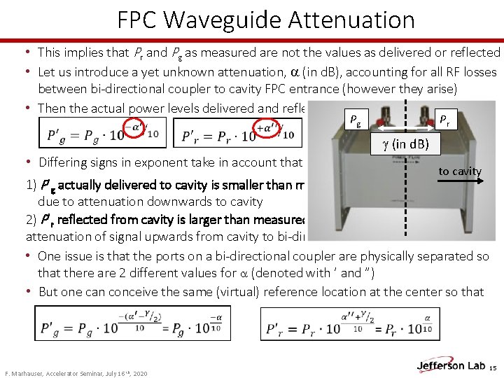 FPC Waveguide Attenuation • This implies that Pr and Pg as measured are not FPC Waveguide Attenuation • This implies that Pr and Pg as measured are not