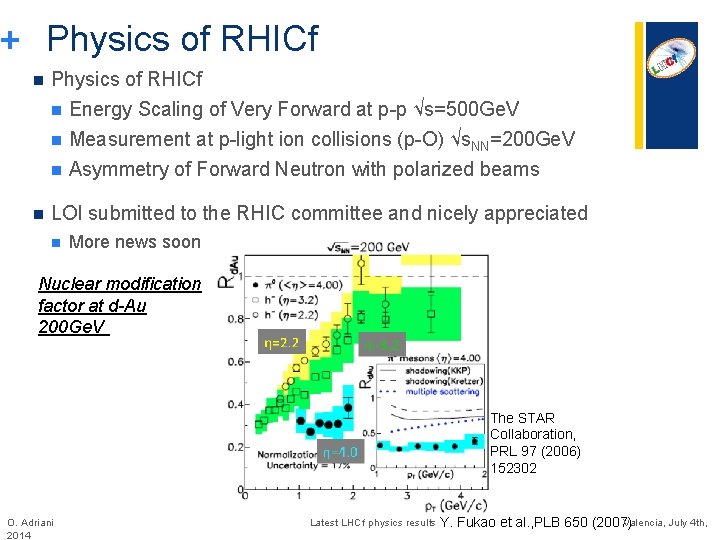 + Physics of RHICf n Energy Scaling of Very Forward at p-p √s=500 Ge. + Physics of RHICf n Energy Scaling of Very Forward at p-p √s=500 Ge.