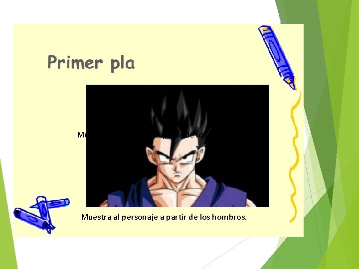 Muestra al personaje a partir de los hombros. 