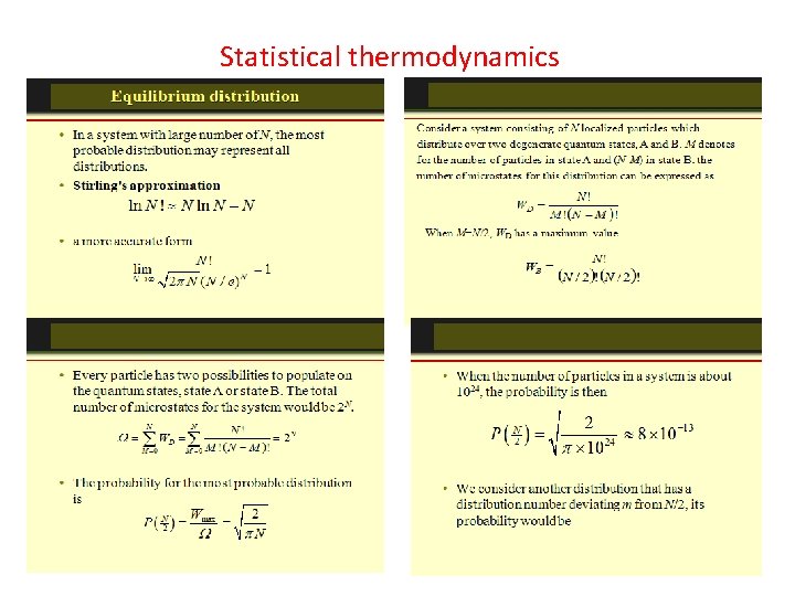 Statistical thermodynamics 