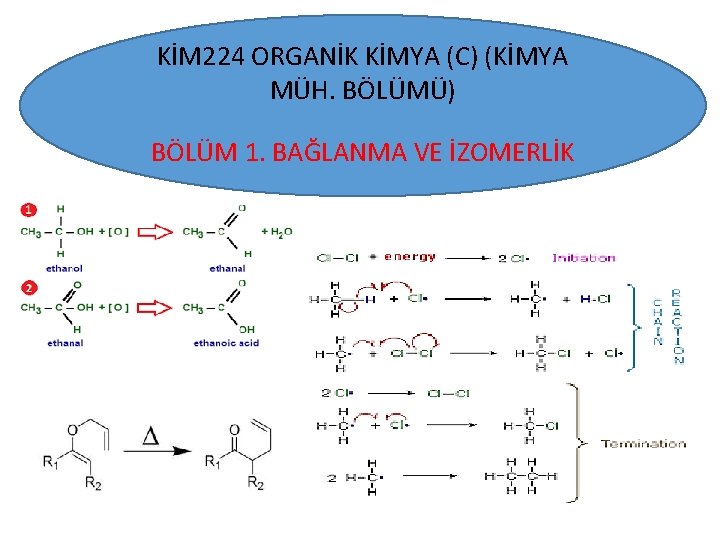 KİM 224 ORGANİK KİMYA (C) (KİMYA MÜH. BÖLÜMÜ) BÖLÜM 1. BAĞLANMA VE İZOMERLİK 