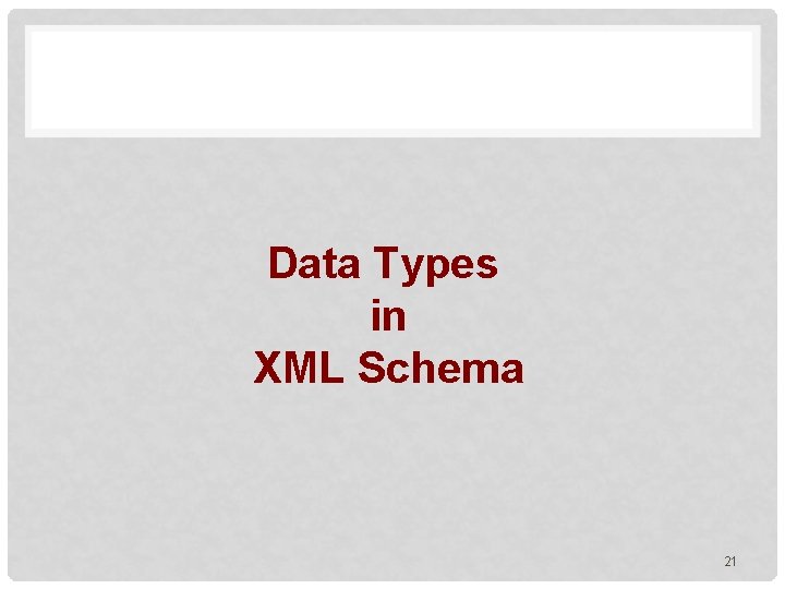 Data Types in XML Schema 21 