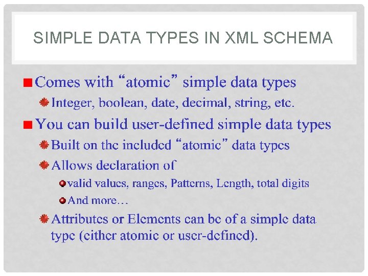 SIMPLE DATA TYPES IN XML SCHEMA 