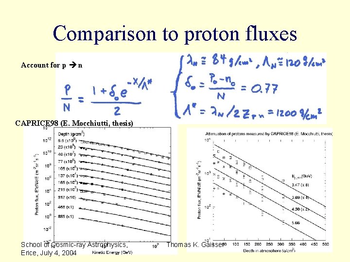 Comparison to proton fluxes Account for p n CAPRICE 98 (E. Mocchiutti, thesis) School