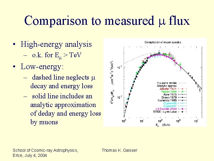 Comparison to measured m flux • High-energy analysis – o. k. for Em >