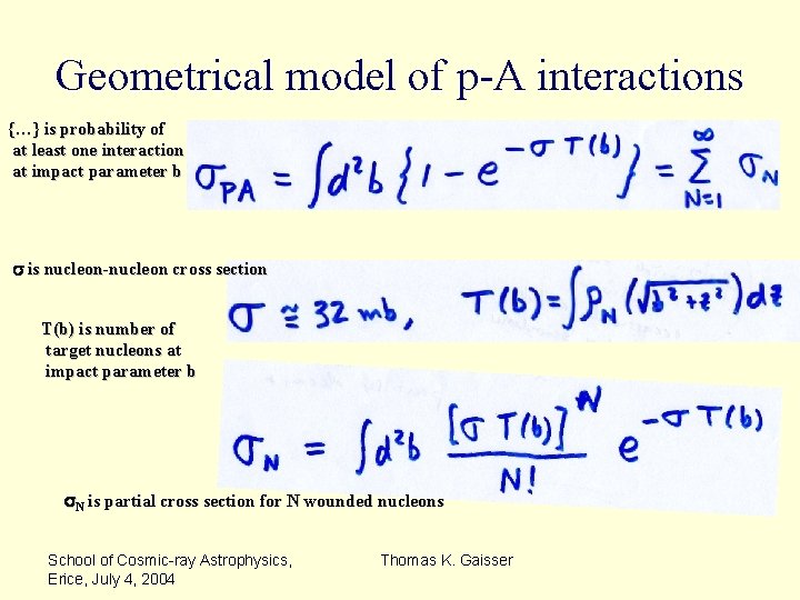 Geometrical model of p-A interactions {…} is probability of at least one interaction at