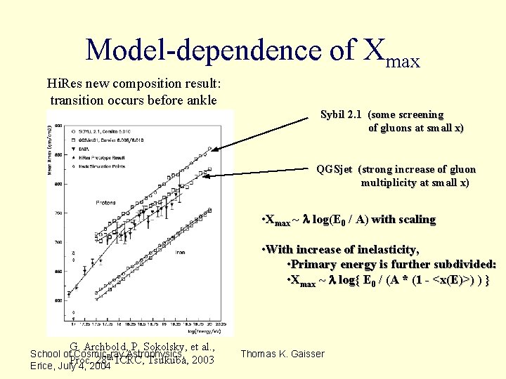 Model-dependence of Xmax Hi. Res new composition result: transition occurs before ankle Sybil 2.