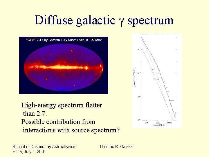 Diffuse galactic g spectrum High-energy spectrum flatter than 2. 7. Possible contribution from interactions