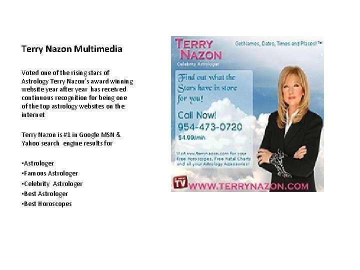 Terry Nazon Multimedia Voted one of the rising stars of Astrology Terry Nazon’s award