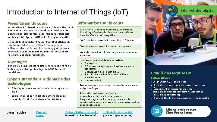 Introduction to Internet of Things (Io. T) Informations sur le cours Présentation du cours