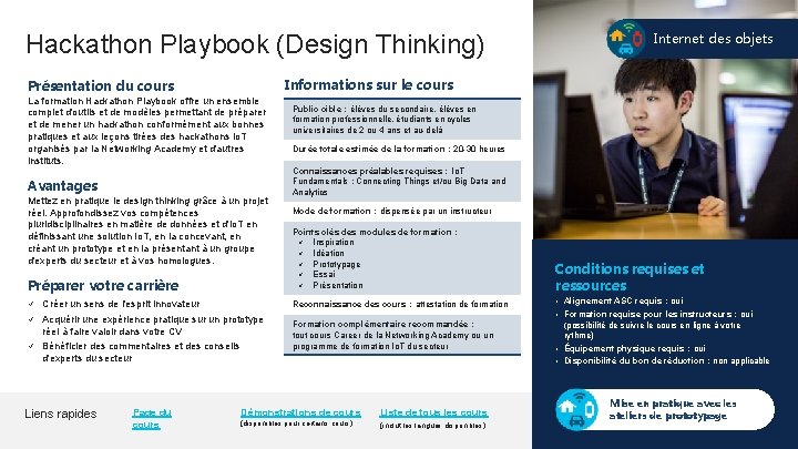 Hackathon Playbook (Design Thinking) Informations sur le cours Présentation du cours La formation Hackathon