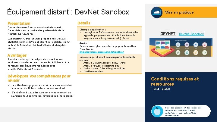 Équipement distant : Dev. Net Sandbox Présentation Connectez-vous à un matériel réel via le