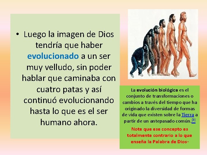 • Luego la imagen de Dios tendría que haber evolucionado a un ser • Luego la imagen de Dios tendría que haber evolucionado a un ser