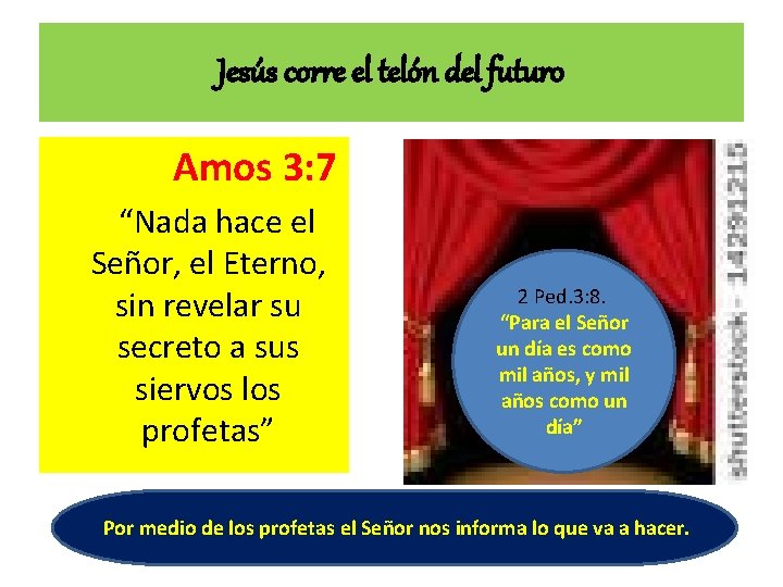 Jesús corre el telón del futuro Amos 3: 7 “Nada hace el Señor, el Jesús corre el telón del futuro Amos 3: 7 “Nada hace el Señor, el