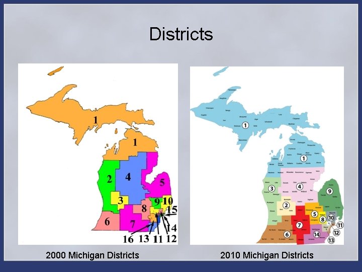 Districts 2000 Michigan Districts 2010 Michigan Districts 