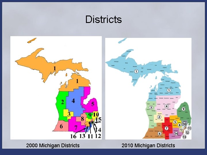 Districts 2000 Michigan Districts 2010 Michigan Districts 