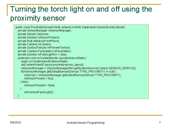 CIS 694EEC 693 Android Sensor Programming Lecture 16