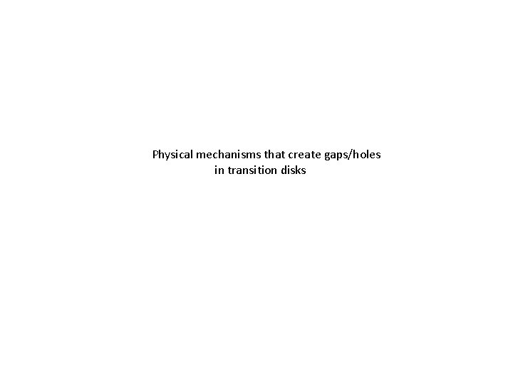 Physical mechanisms that create gaps/holes in transition disks 