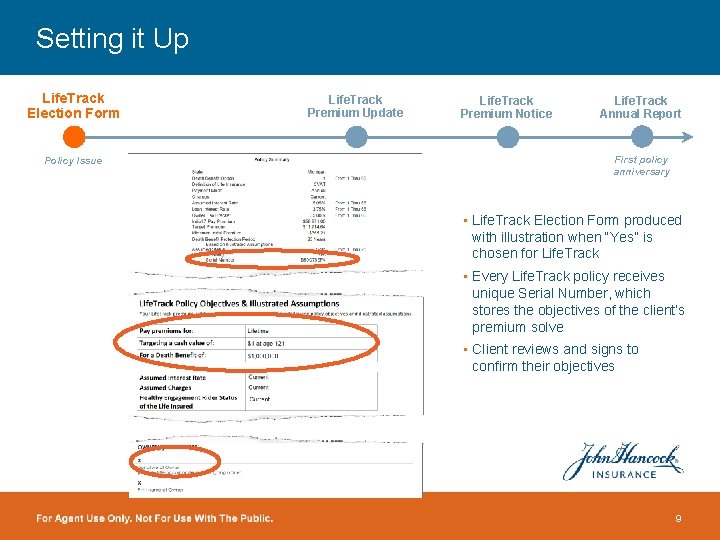 Setting it Up Life. Track Election Form Policy Issue Life. Track Premium Update Life.