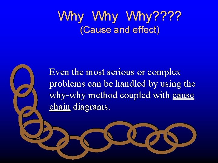 Why Why? ? (Cause and effect) Even the most serious or complex problems can