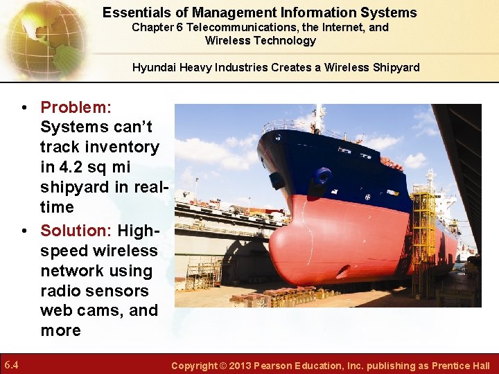 Essentials of Management Information Systems Chapter 6 Telecommunications, the Internet, and Wireless Technology Hyundai
