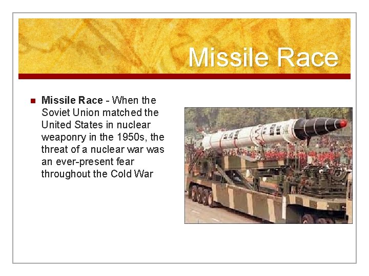 Missile Race n Missile Race - When the Soviet Union matched the United States