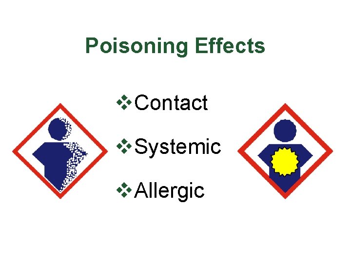 Poisoning Effects v. Contact v. Systemic v. Allergic 