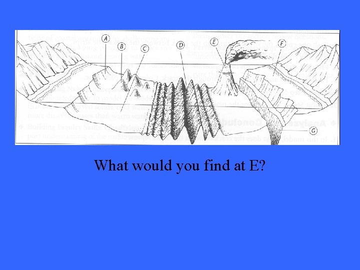 What would you find at E? 