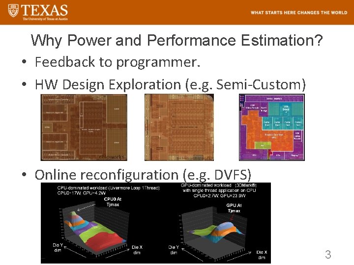 Why Power and Performance Estimation? • Feedback to programmer. • HW Design Exploration (e.